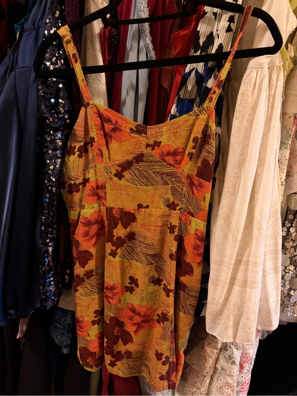 Tropical Floral Sundress in Mustard and Rust